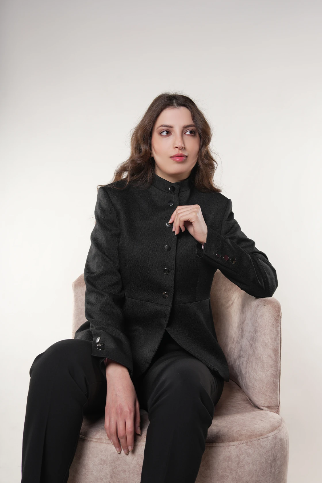 Chanel women's jacket with a Chinese collar